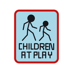 Caution Children At Play Sign icon, isolated on white background