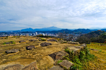 Daisen mountain from Yonago castle ruins, Tottori, Japan.