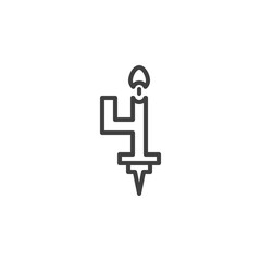 Number 4 candle line icon. linear style sign