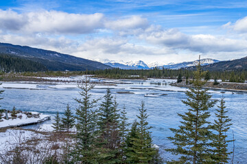 North Saskatchewan river at boundary of the Banff National park