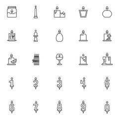 Wax candles line icons set. linear style