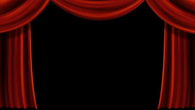 Red stage curtain opening animation - Curve drapes at upper part decoration