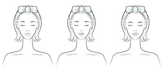 スキンケアをする女性のベクターイラスト