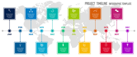 Project Timeline & Milestones Infographics, 12 months plan	
