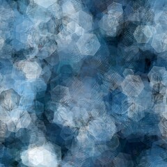 Obraz premium Seamless geo splattered hexagon shape pattern print. High quality illustration. Detailed digital render of polygonal shapes spread like confetti and glowing. Seamless repeat raster jpg pattern swatch.