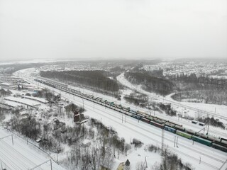 Aerial view of Lyangasovo in winter (Kirov, Russia)