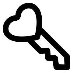 
Valentine retro lock key, solid icon of heart key 


