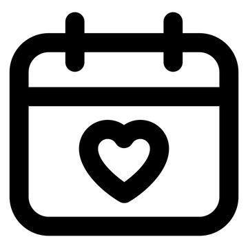 
Romantic reminder card, solid icon of valentine calendar 

