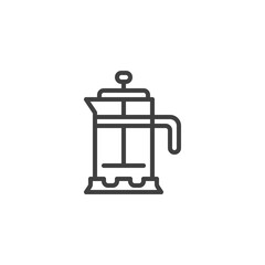 French press pot line icon