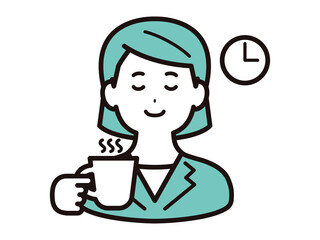 コーヒーを飲んで休憩をする、ビジネスウーマン