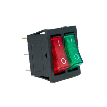 Double Rocker Switch SPST ON-OFF 6 Terminals Red, Green light 16A