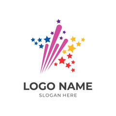 star firework logo template with flat colorful style