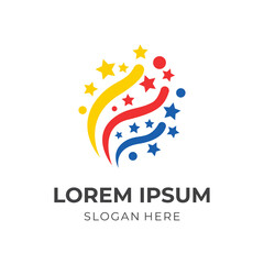 abstract firework logo template with flat colorful style