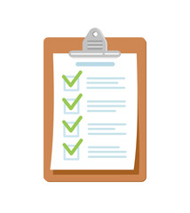 List and check marks. Tablet folder. Flat design. Vector illustration.