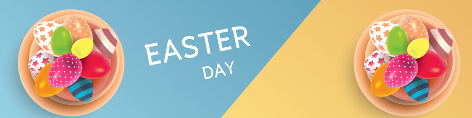 easter day background web banner postcard colorful egg template vector illustation on april spring season