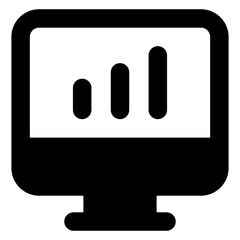 
Online data analytics icon in glyph style, pie chart inside monitor 

