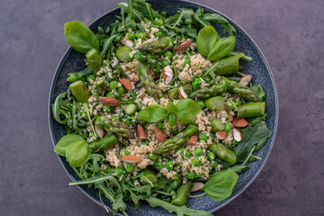 healthy spring couscous salad with asparagus