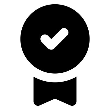 
Authentic reward ribbon, solid icon of verified badge 


