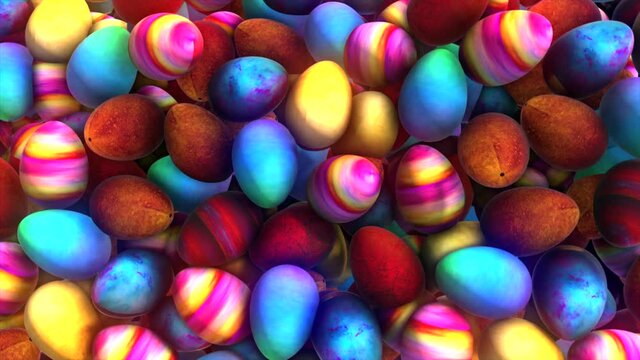 Hi quality 3D animated background of colorful painted Easter Eggs - ideal background for a message of your choice