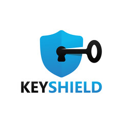Open key shield logo template design