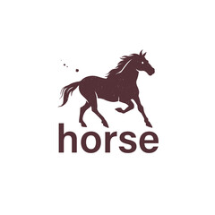 Horse animal silhouette isolated on white background. Vector flat illustration. For banners, cards, advertising, congratulations, logo.