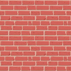 Brick wall Seamless texture. Continuous loop background. Cartoon style flat and solid color vector illustration.