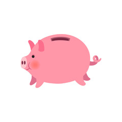 Cute piggy bank isolated on white background.