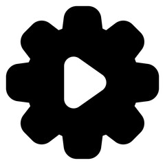 
Video sign with gear wheel, glyph design of video setting icon

