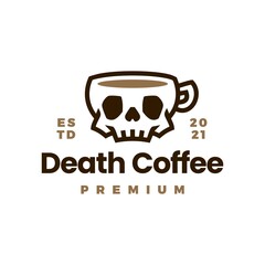 death coffee skull cup drink logo vector icon illustration