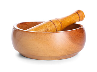 Mortar and pestle on white background