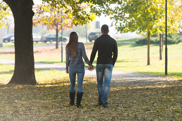 Couple In Autumn Park