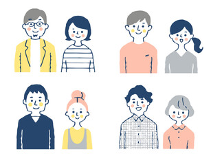 4組のカップル　バストアップ　セット