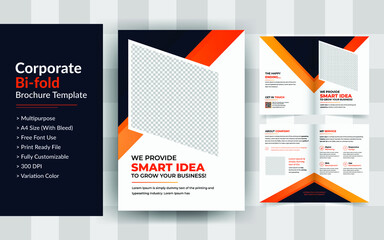 Bifold Brochure Creative Corporate Business vector template,Creative two folded flyer or brochure concept.Geometric elements style business bi-fold brochure design.