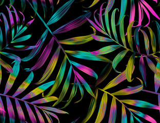 Tropical colorful palm leaves. seamless stylish fashion floral pattern, in Hawaiian style - 420372703