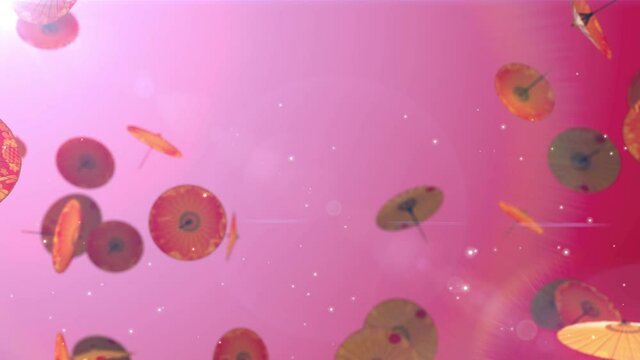 Japanese Chinese umbrella parasol  particle loop animation