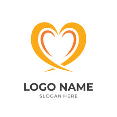 love logo concept with flat yellow color style