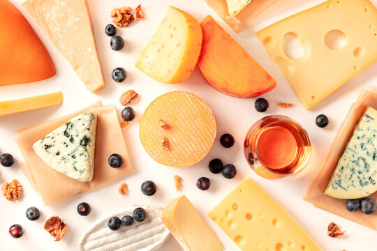 Cheese And Wine, Overhead Flat Lay Shot