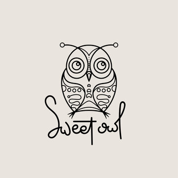 Sweet outline logo. Doodel isolated emblem design. Kids education symbol