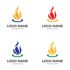 fire logo template with flat colorful style