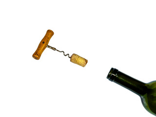 Corkscrew for opening wine bottle corks. Corkscrew for opening wine bottles. Cork stopper. White...
