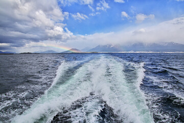 The cruise on Beagle channel close Ushuaia city, Tierra del Fuego, Argentina