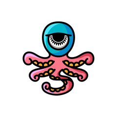 Simple Mascot Vector Logo Design combination of octopus and one eye