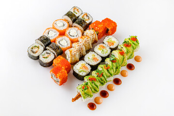 sushi set on the white background