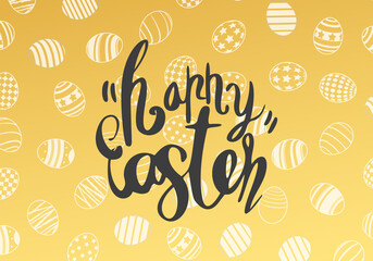 Vector pattern with easter egg on gold background. Easter holiday
