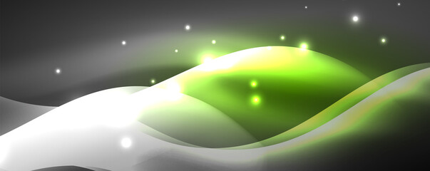 Shiny glowing neon wave, light lines abstract background. Magic energy and motion concept. Vector wallpaper template