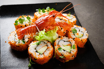 sushi with crayfish and avocado