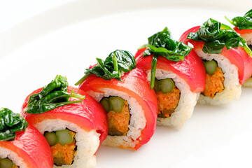 sushi set on the white plate