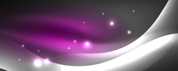 Obraz premium Shiny glowing neon wave, light lines abstract background. Magic energy and motion concept. Vector wallpaper template