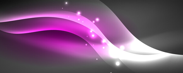 Shiny glowing neon wave, light lines abstract background. Magic energy and motion concept. Vector wallpaper template