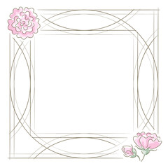 Geometric frame with hand-drawn roses